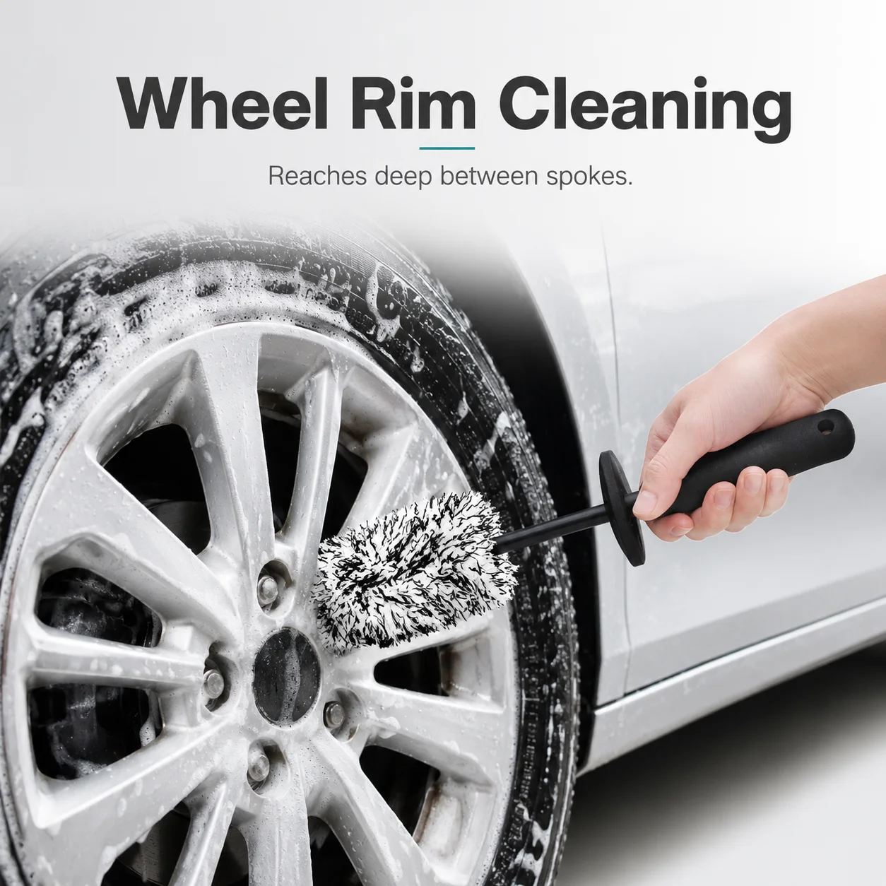 Auto-Wasch-Mikrofaser-Radbürste mit rutschfestem Griff, ultraweiche Reinigungshandschuhe für Felgen, Speichen, Radkasten und Reifenreinigungswerkzeug – Detail 1