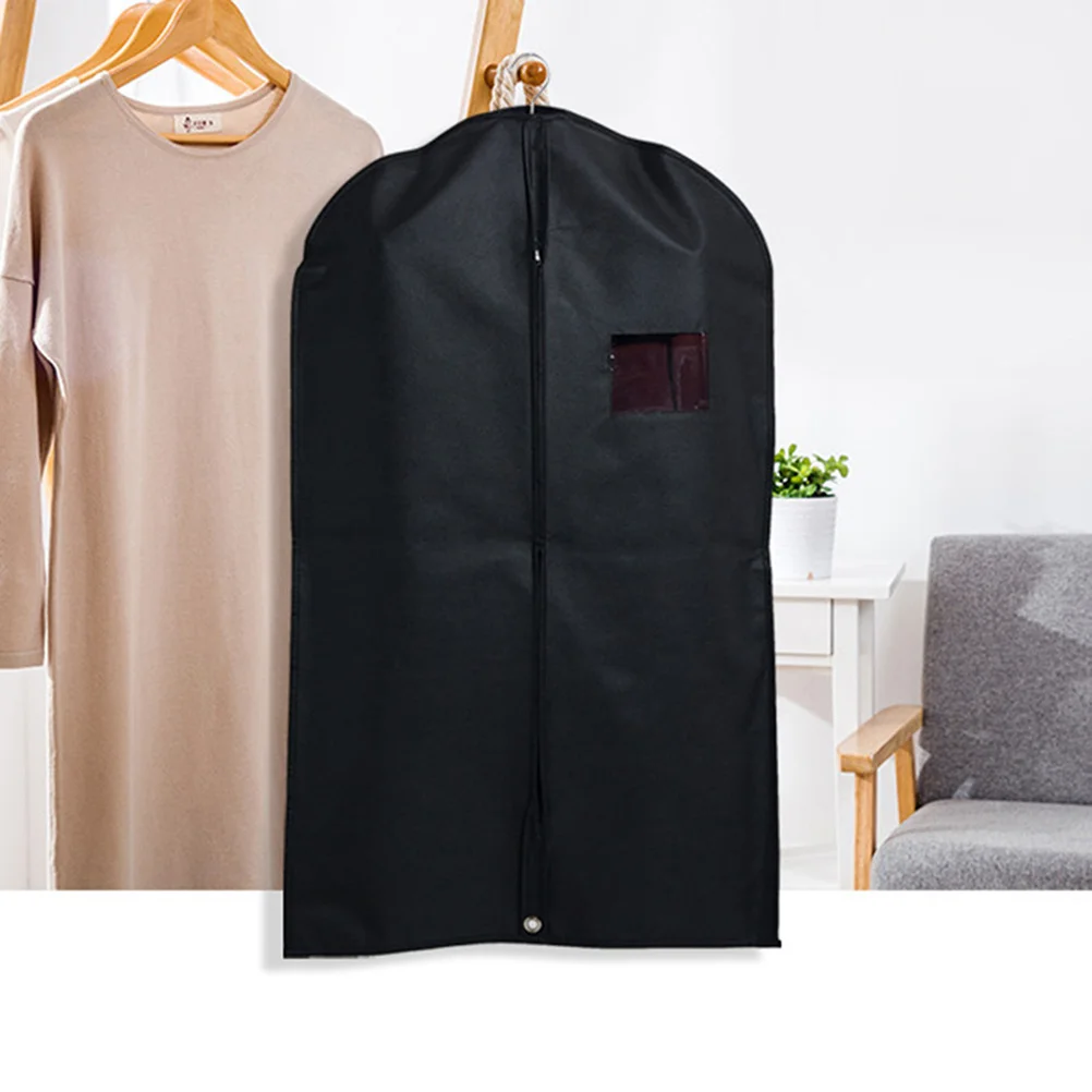 

5 шт. пыленепроницаемые сумки для одежды, длинные подвесные чехлы для костюмов, моющиеся, дышащие, для хранения, дорожная защита для платьев, костюмов, пальто, черные