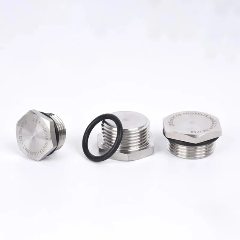 304 Stainless Steel Outer Hexagonal Solid Explosion-Proof Plug M12/14/16/18/20/22/25/27/32 x 1.5 Male Threaded Ring Sealing Plug