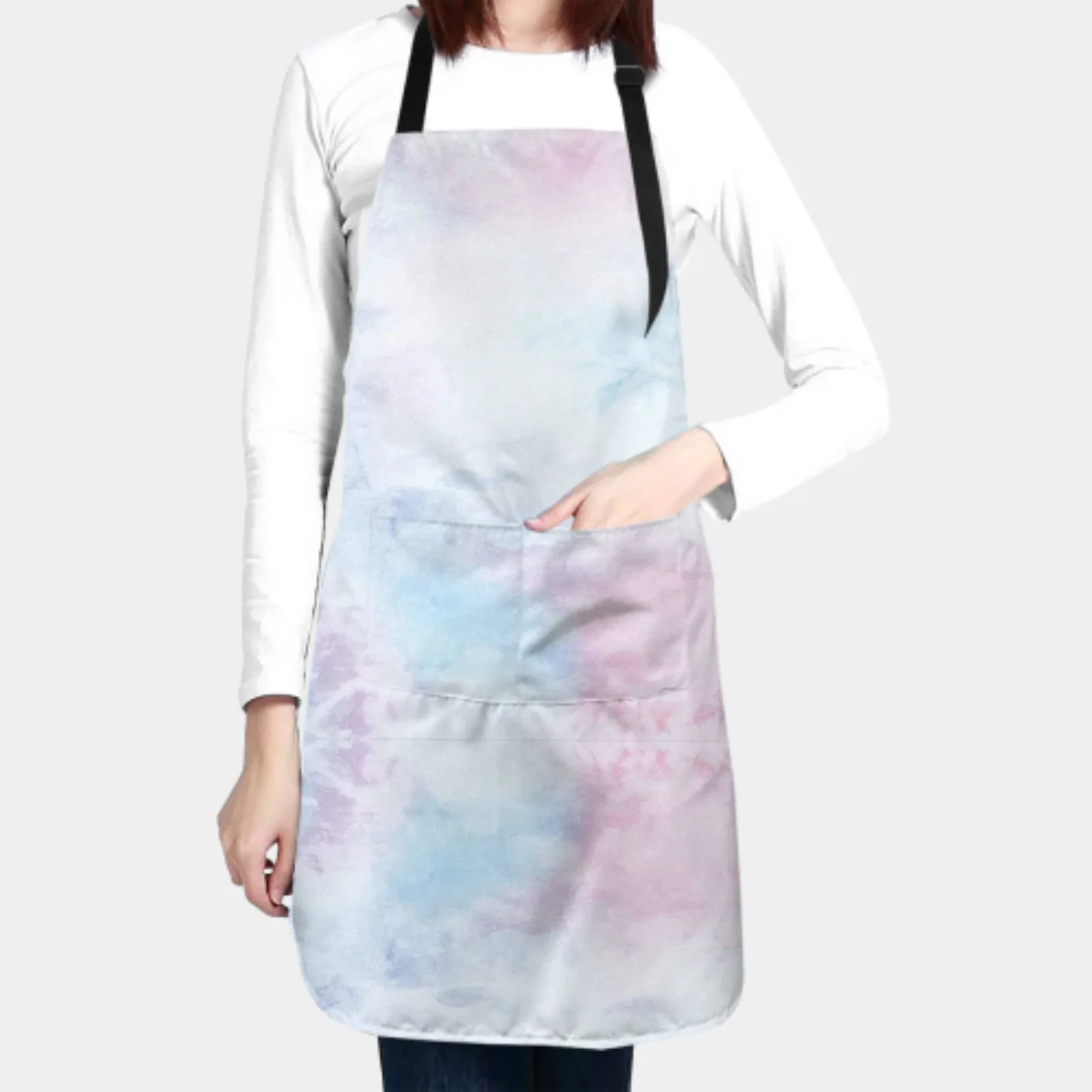 Durable Tie Dye Apron for Women Men Kitchen Florist Cooking Overalls Waterproof Apron with Pockets Chef Soft Apron