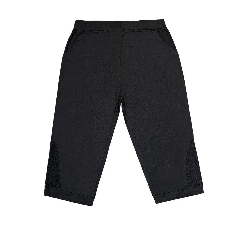Mesh Hem Capri Pants for Women Elastic Waist Cropped Trousers Loose Fit Breathable Summer Casual Wear Plus Size Lightweight view 5