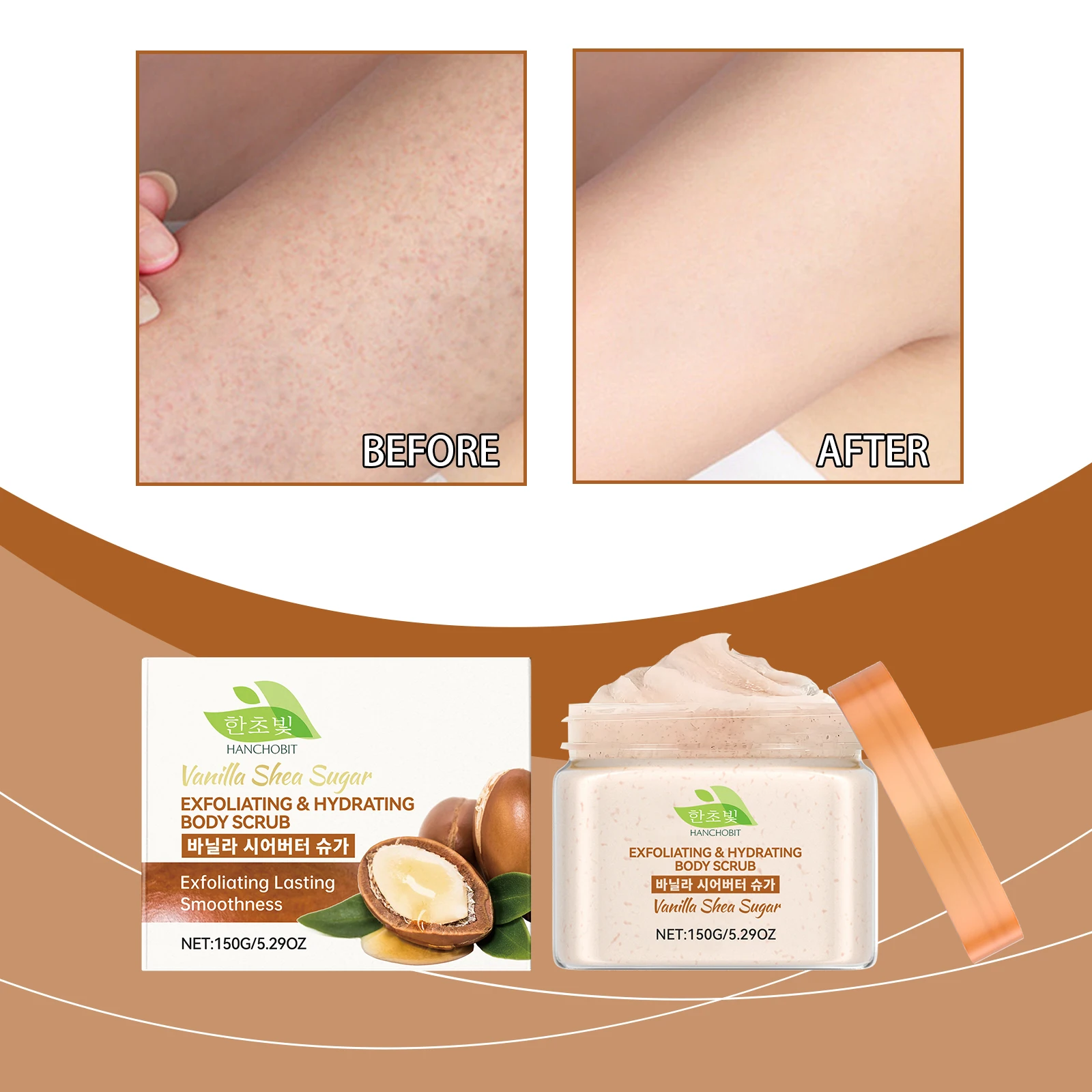 Vanilla Shea Sugar Body Scrub – Exfoliating & Hydrating for Soft Skin,