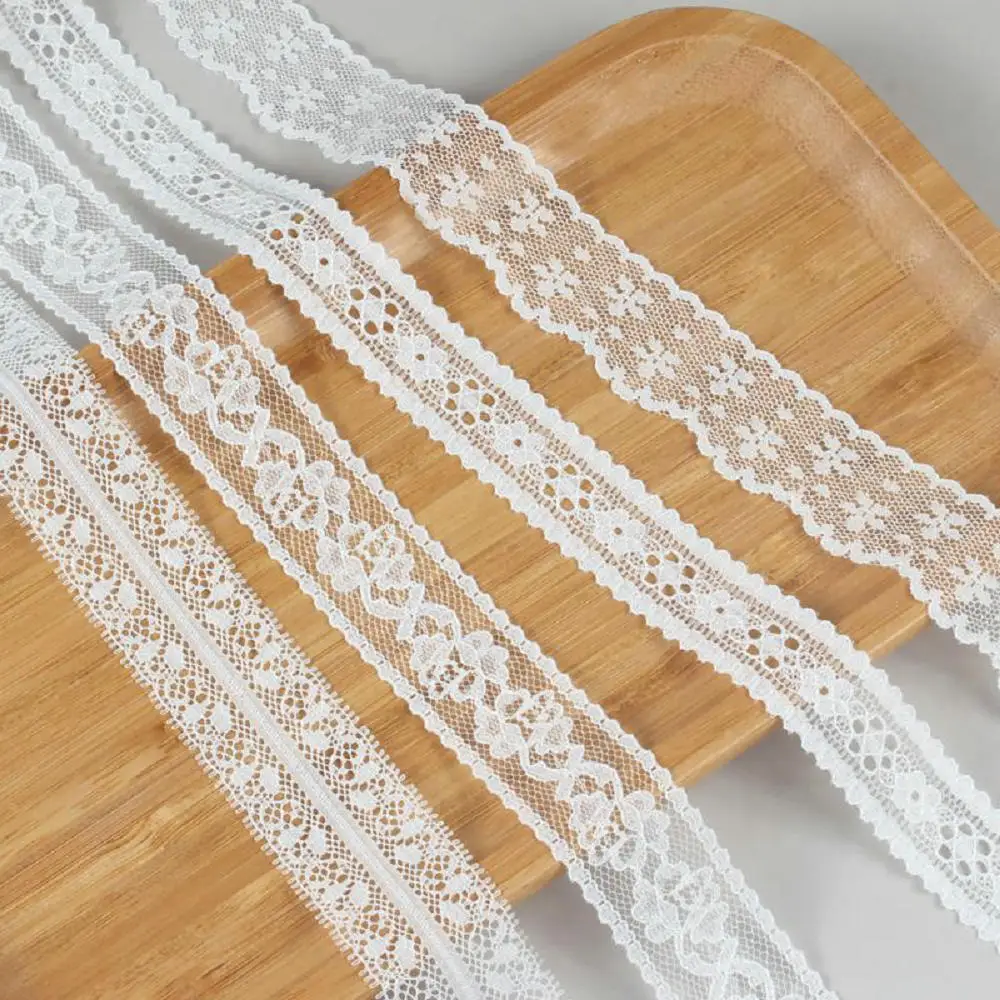 5 Meters Lace Ribbon 25mm White Fabric for Gift wrapping Christmas Wedding Decor DIY Crafts Elastic free lace Sewing accessories