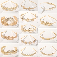New Gold Color Leaf Headband Headpiece Crown Tiara Headdress Goddess Greek Head Jewelry Bride Wedding Hair Accessories