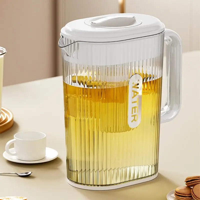 2L cold water kettle with lid, not easy to break, cold and heat resistant, juice container with handle and built-in filter