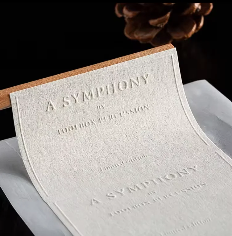 Customized paper label printing with concave convex texture paper embossed binding logo stickers