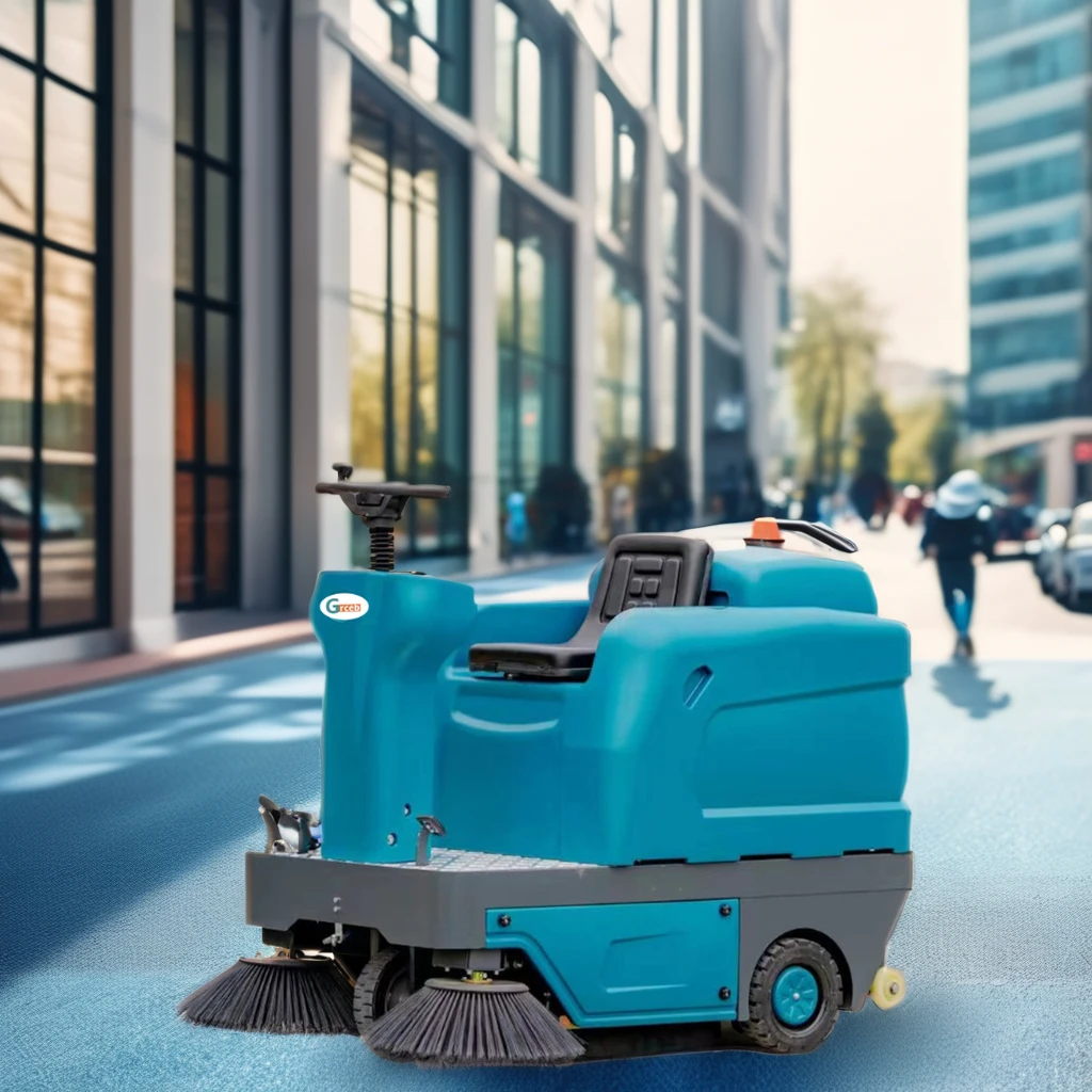 1250B Industrial Ride-On Street Sweeper Battery-powered Electric Vacuum Floor Sweeper New Condition Plastic Material Core Motor