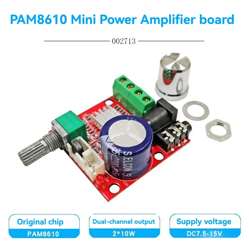 PAM8610 12V Mini per progetti audio fai da te Scheda amplificatore stereo Hi-Fi 2X10W Classe D a doppio canale