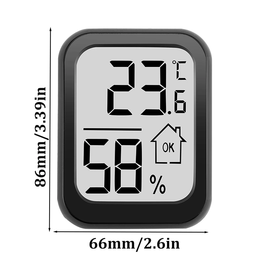 Household Classic Black Thermometer Hygrometer With Button Battery -20~60℃ 10~99%rh High Sensitivity High Sensitivity