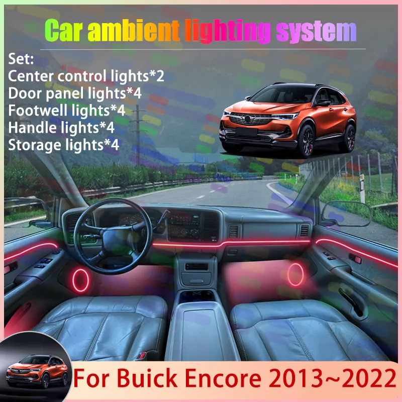 

For Buick Encore 2020~2022 MK2 2/24 in 1 Car Atmosphere Light Lamp RGB Shade Ensemble Streamer Atmosphere Set Auto Accessories
