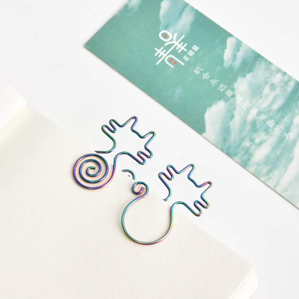 

8Pcs Cat Shape Clips Metal Paper Clips Rust Resistant Animal Shape for Bookmark School Office Supplies File Clamps