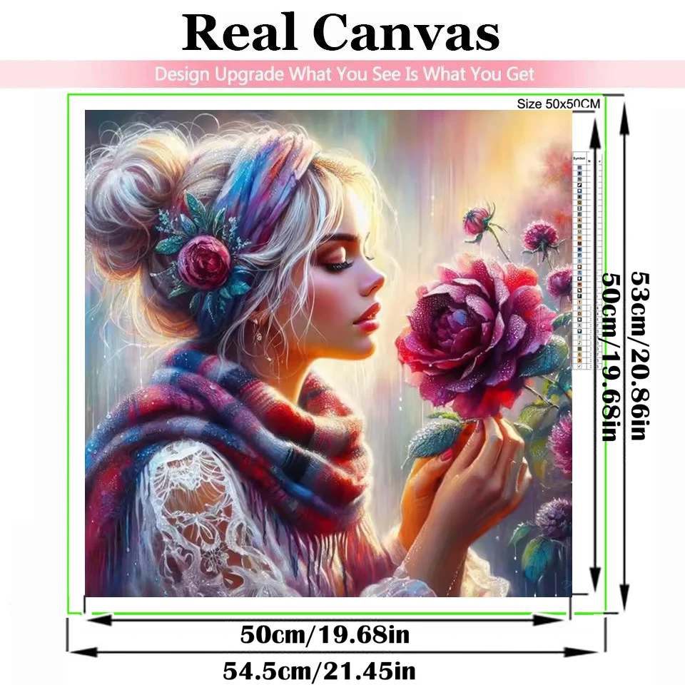 Full Diamond Painting Orchid Flower Woman Beautiful Tattoo DIY Fantasy Girl Portrait Diamond Mosaic Craft Kit Home Decor
