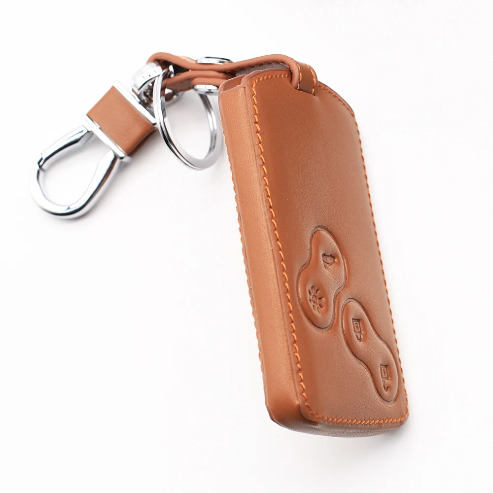 4 buttons Hot Sale 100% Leather Key Case Cover Protector For Renault Clio Megane Logan 2 3 koleos Scenic Card Car-Styling