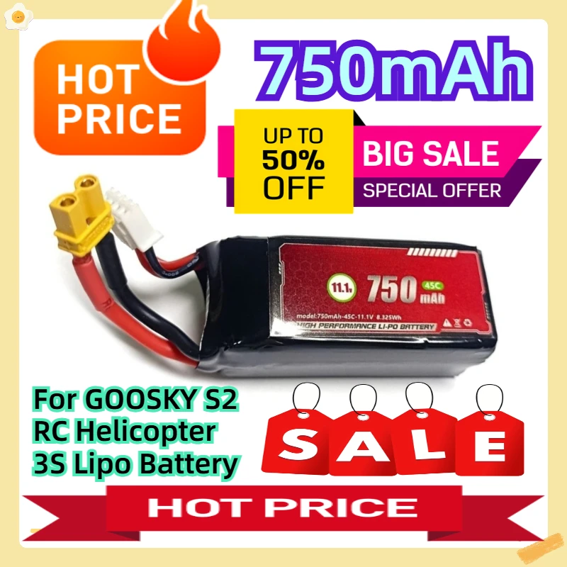 

For GOOSKY S2 RC Helicopter 3S Lipo Battery 750mah 11.1V