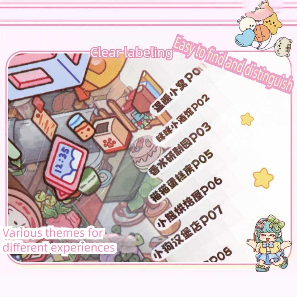 Cartoon PET Miniature Scene Collection Decompression Visual Stacking 3D Landscape Sticker Children's Quiet Books Children Gifts