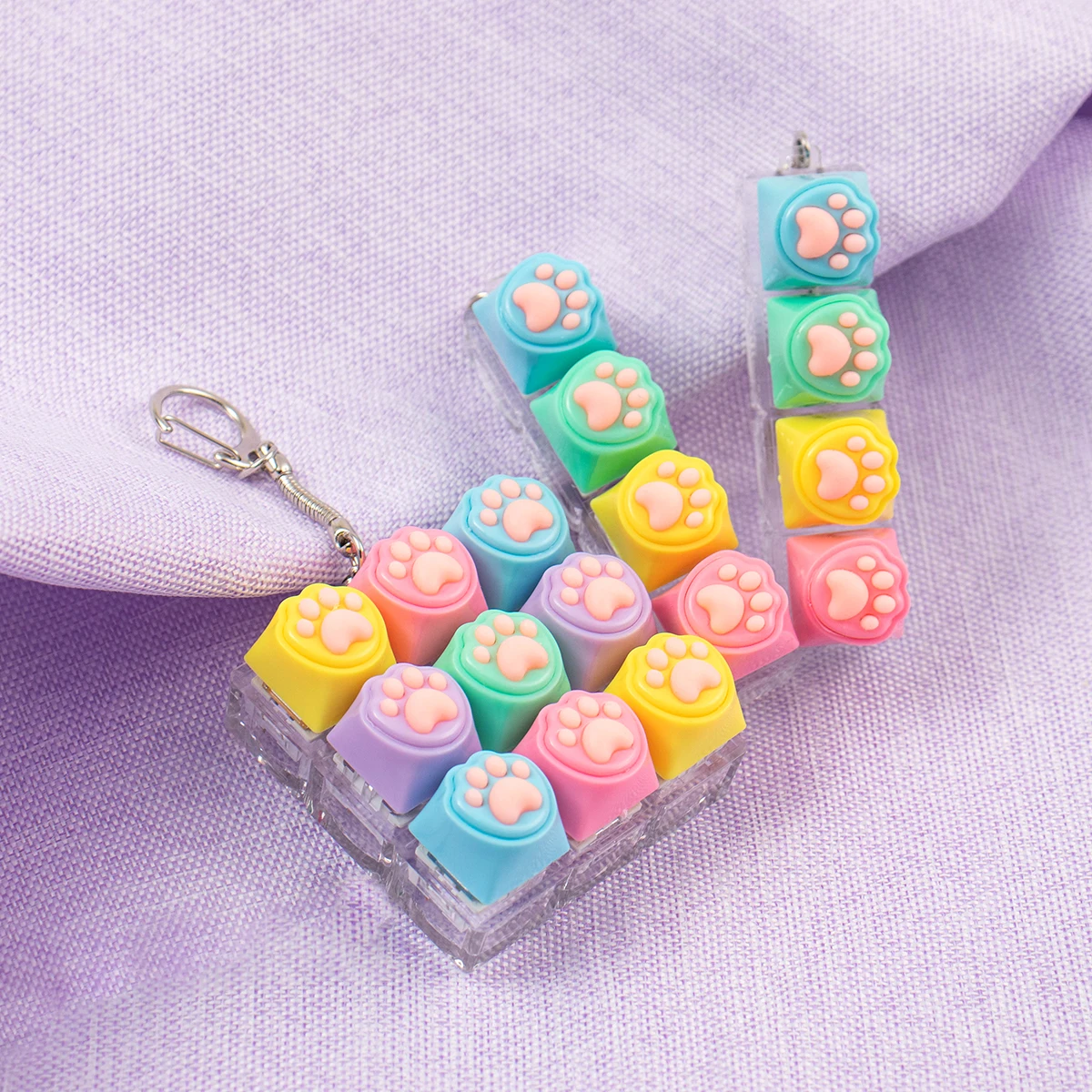 Colorful Cat Claw Keychain Key Keyboard Clicker Fidget Toy Backpack Pendant Desktop Accessories Office Decompression Press Tools