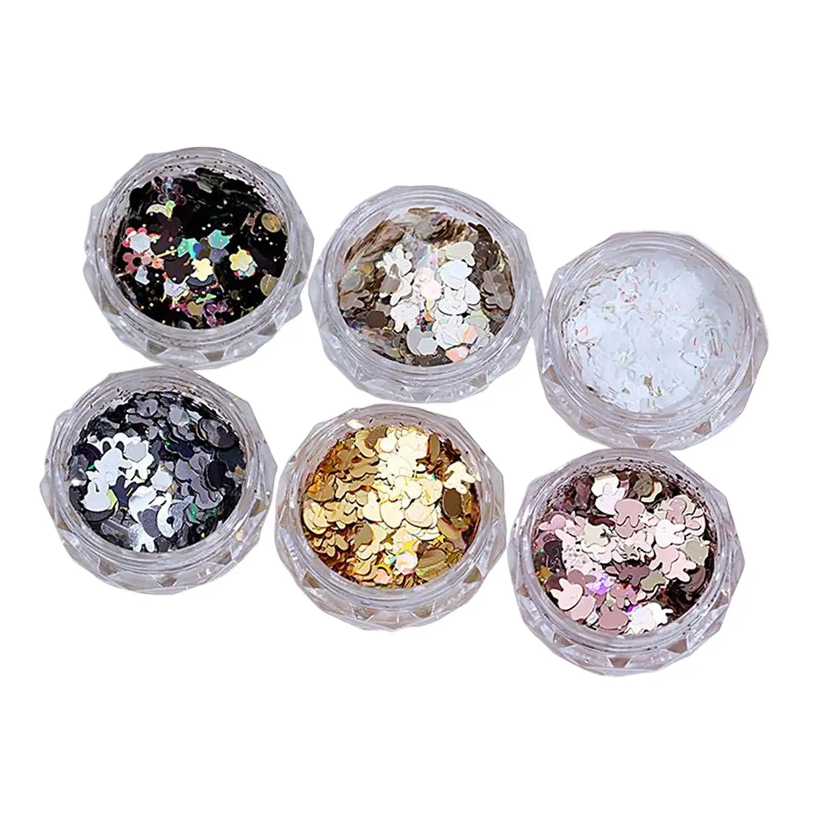 6x Nail Art Sequins, Sparkly Glitter Spangles ,Nail Accessory Colorful for Dance