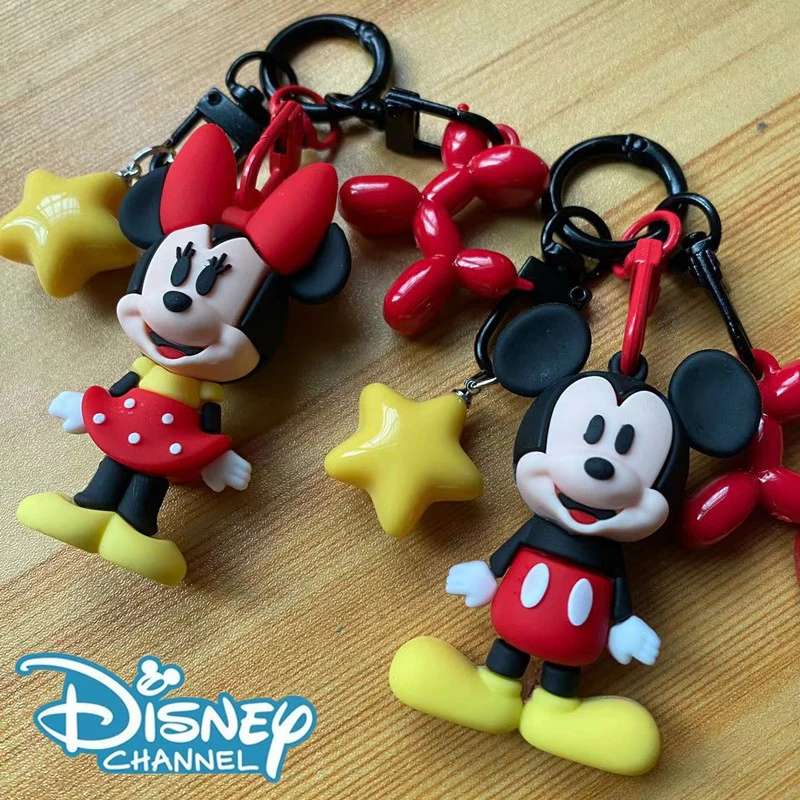 Disney Mickey Minnie Mouse Keychain Student School Bag Charm Couple Men Women Car Keyring Cartoon Backpack Pendant Jewelry Toy