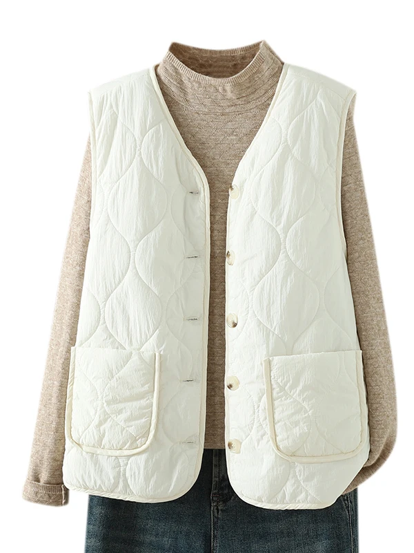 양털 벨벳 충전 여성 조끼 루즈핏 보온 이너웨어 2025 겨울 패션 싱글 버튼 클로저