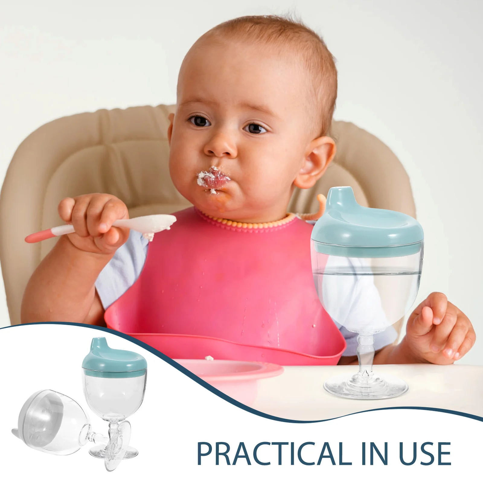 

2Pcs Baby Goblet Cup Lightweight Design Portable Training Cup for Children 1-3 Years Old Spill Resistant Drinkware