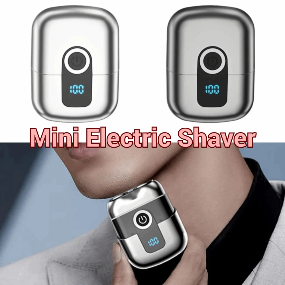 USB Rechargeable Mini Electric Shaver Magnetic Floating Double Head Men's Beard Trimmer Type-C Charging Silent Operation
