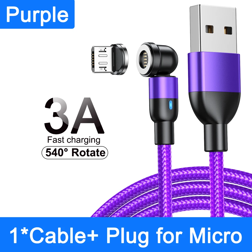 AUFU 540 Drehbares Magnetisches Kabel Schnellladekabel Typ C für iPhone 16 POCO Redmi Xiaomi Magnet-Ladegerät Datenkabel Micro-USB-Kabel