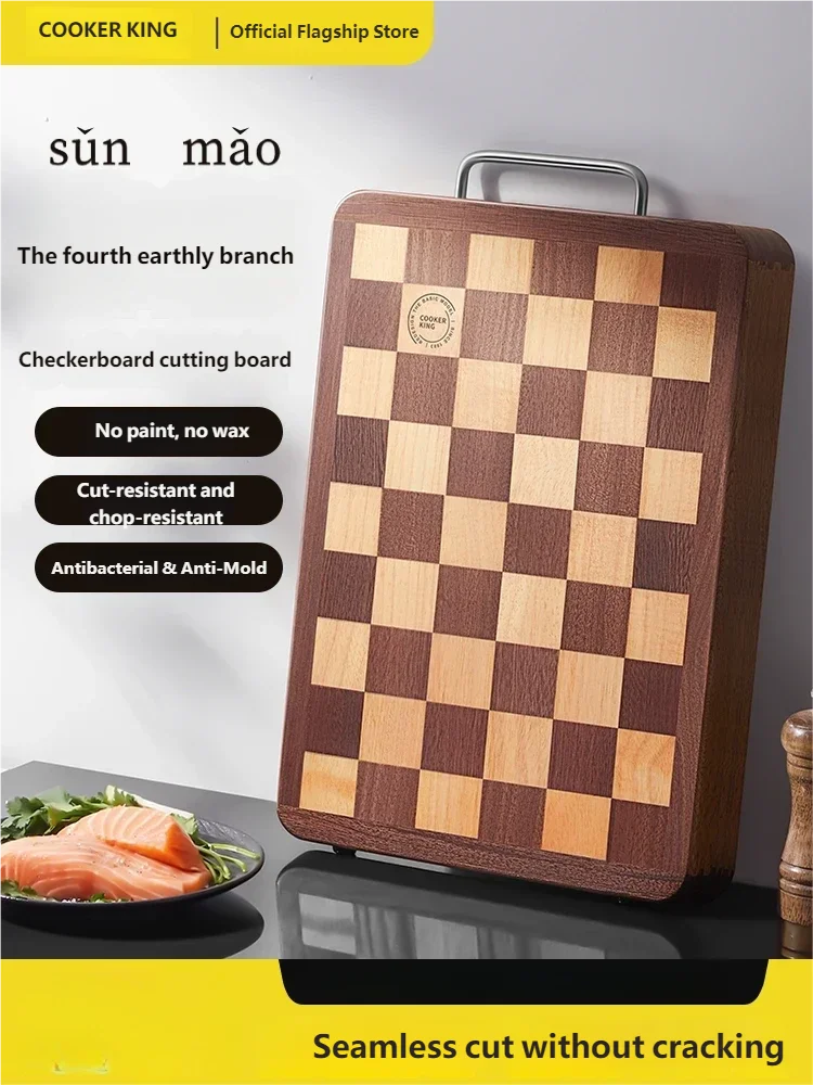 

Двусторонняя разделочная доска COOKER KING из черного дерева, защищенная от плесени разделочная доска из цельного дерева для кухни, приготовления мяса и овощей