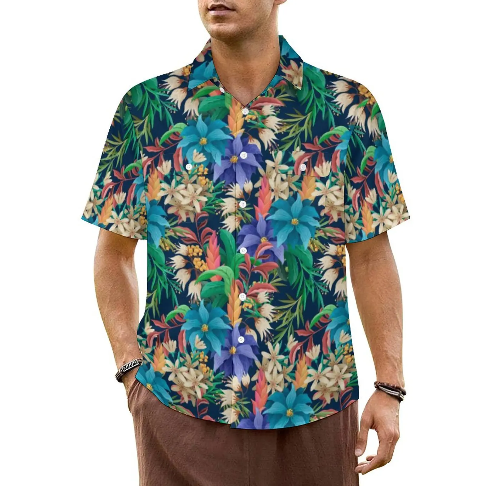 

Tropical Floral Hawaiian Shirt For Man Beach Hawaiian Designs Casual Shirts Short Sleeve Street Style Vintage Oversized Blouses