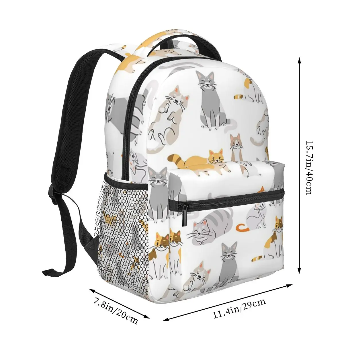 Gray Ginger And Siamese Kittens Cats  Backpacks Boys Girls Bookbag Students School Bags Cartoon Kids Rucksack Shoulder Bag