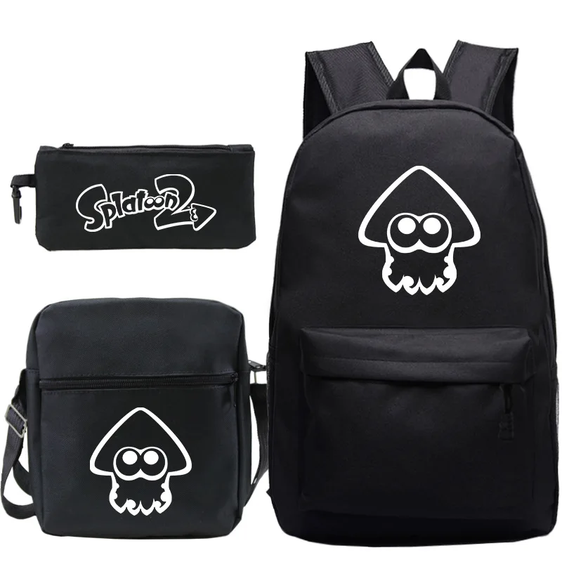 

Cartoon Novelty Cool Splatoon Print 3pcs/Set pupil School Bags Laptop Daypack Backpack Inclined shoulder bag Pencil Case