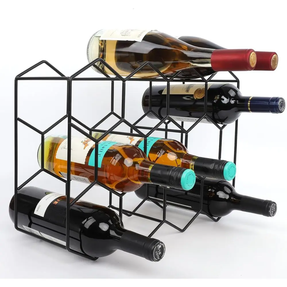 

Geometric 3-Tier Stainless Steel Wine Rack, Holds 14 Bottles, No Assembly Needed for Cabinet, Pantry, or Bar