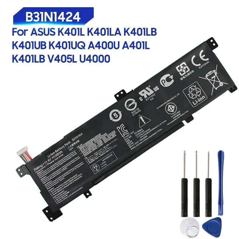 Replacement Battery For ASUS A400U A401L V405L K401L K401LA K401LB K401UB K401UQ U4000 B31N1424 4100mAh
