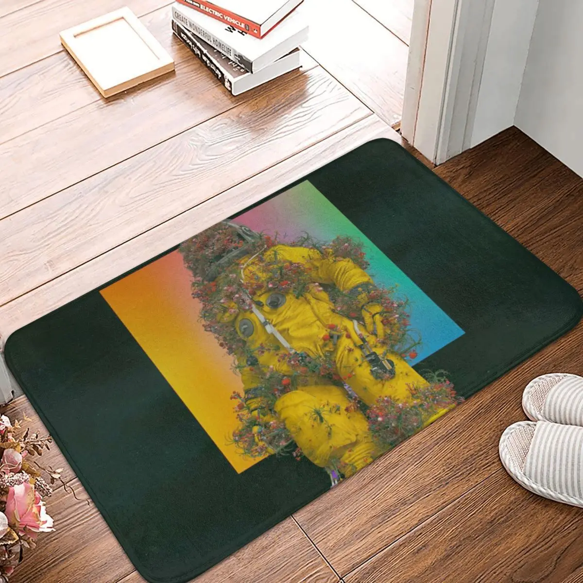 

Astronaut And Space Bedroom Mat Colored Plants Doormat Flannel Carpet Balcony Rug Home Decoration