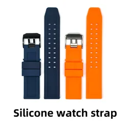 For Luminox Silicone flat mouth bracelet Waterproof Soft Comfortable watch strap Stainless steel buckle Watchband 23mm
