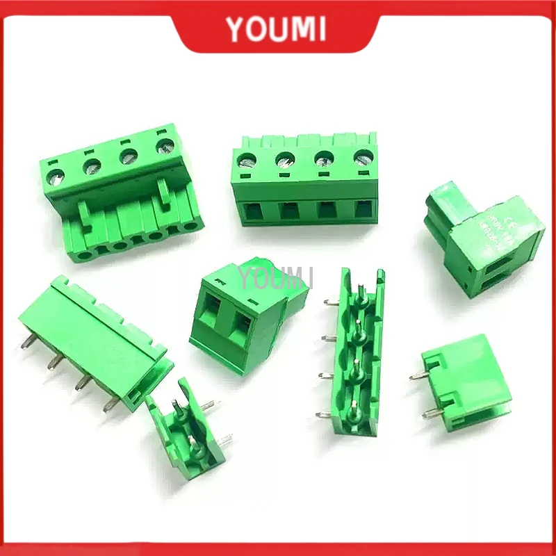 5Sets 7.62MM Terminal Block 2/3/4/5/6/7/8P 2EDG-7.62 Male/Female Straight Curved Needle Socket PCB Wire Connector