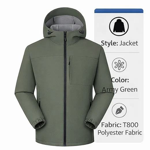 Unisex Autumn Winter Spring Zipper Soft Shell Waterproof Windproof Breathable Fleece Lined Hooded Outdoor Jacket
