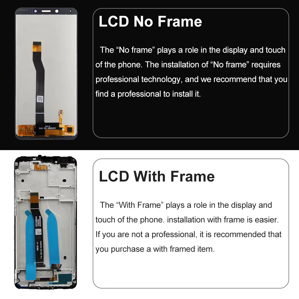 Schermo LCD da 5.45 "per Xiaomi Redmi 6A M1804C3CG Display LCD Touch Screen Digitizer con cornice per sostituzione Redmi 6 M1804C3DG