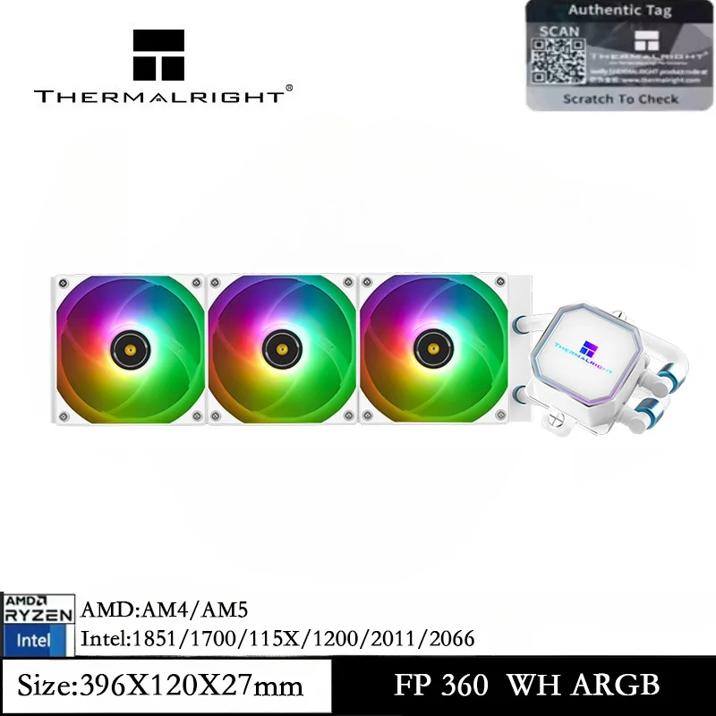 

Thermalright Frozen Prism 360 White ARGB CPU Water Cooler PWM Fan CPU Cooler for AM4 AM5 Intel LGA 115X/1200/1700/2011/2066