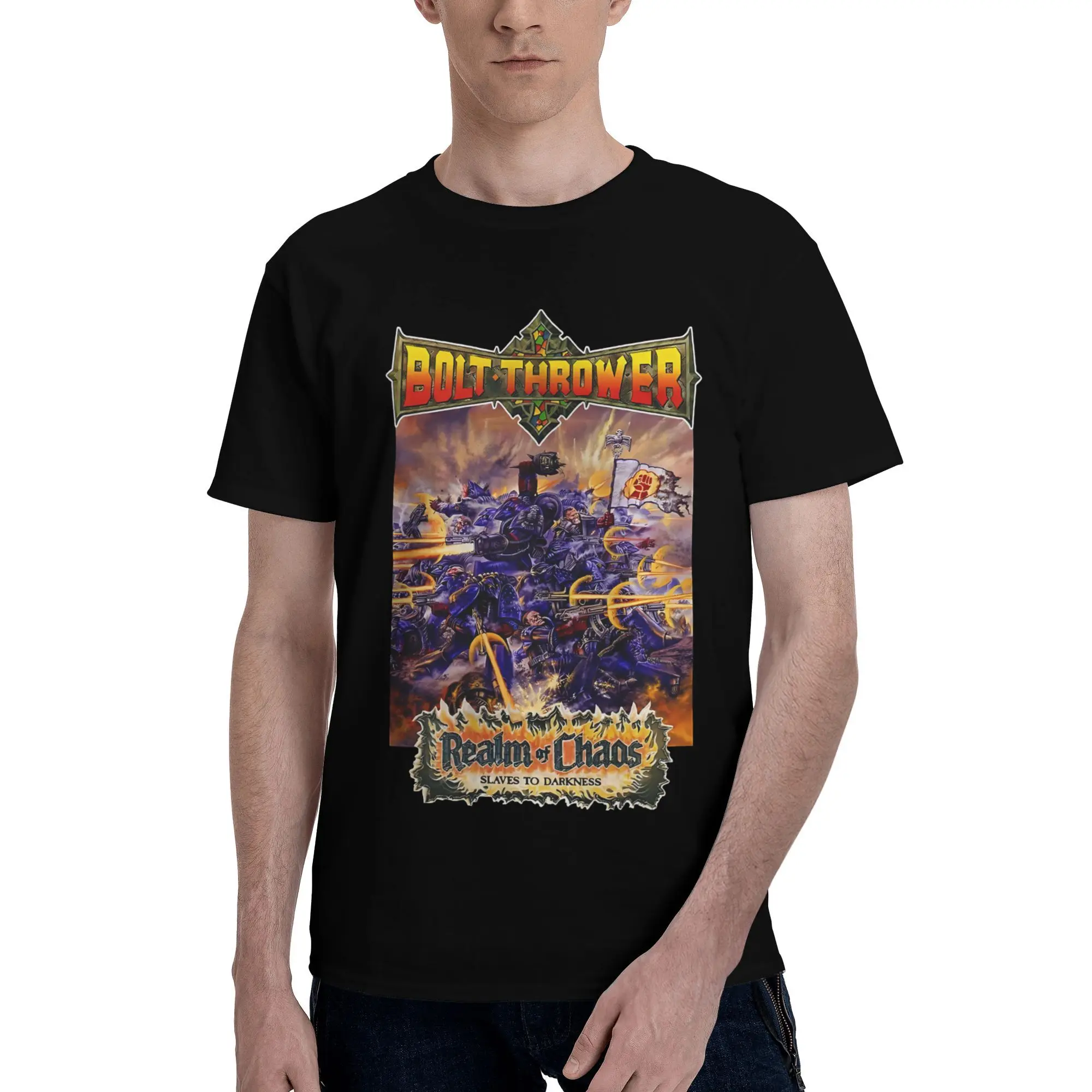 New 2025 yaer Bolt Thrower Realm of Chaos Battle Scene  t shirt men sleeve shirt