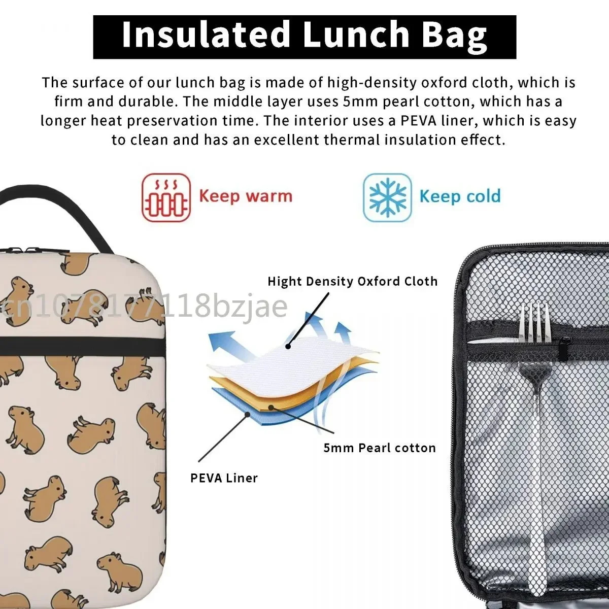 Capybara Insulated Lunch Bags Waterproof Picnic Bags Thermal Cooler Lunch Box Lunch Tote for Woman Work Children School