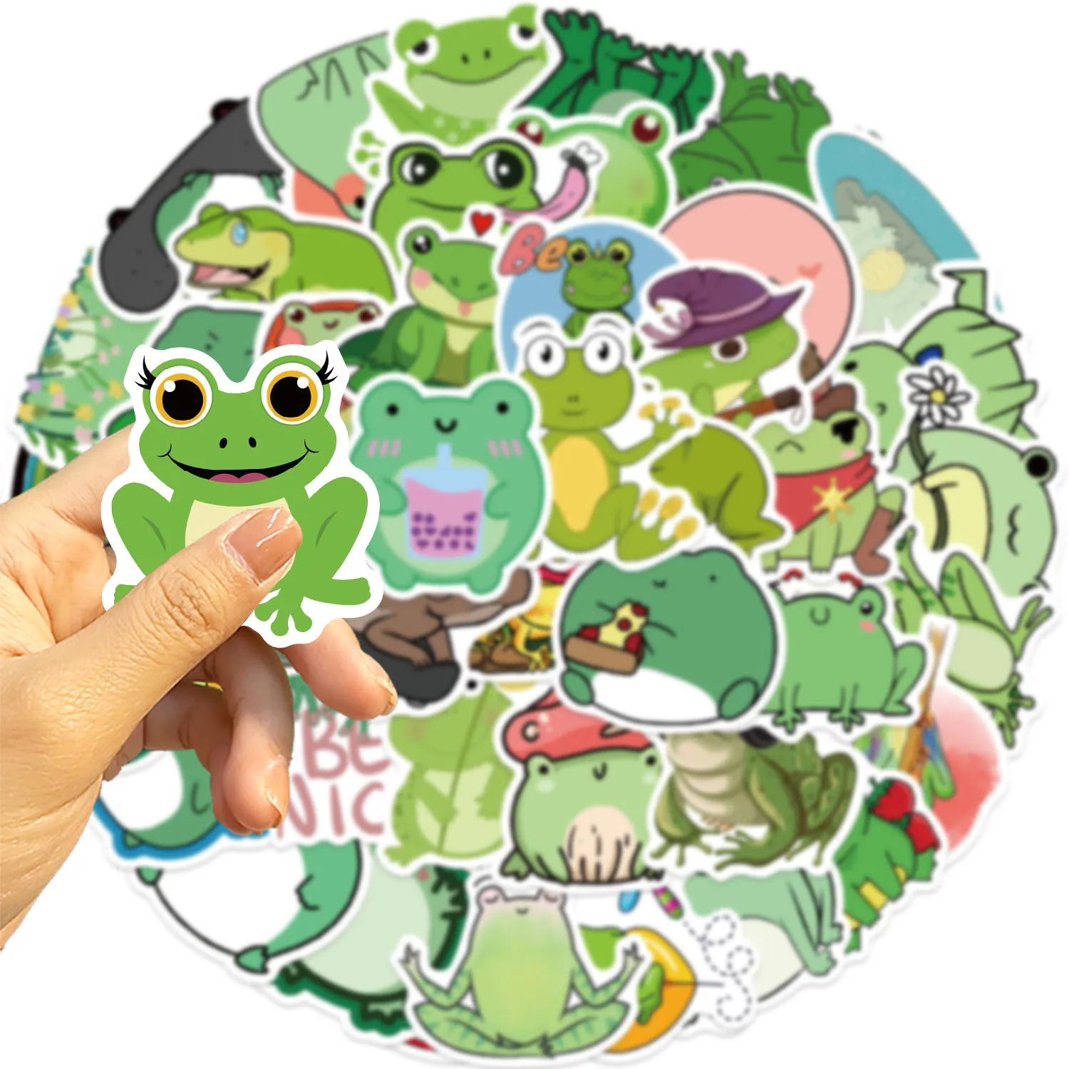 50PCS Fun Cartoon Frog Stickers Scrapbooking Collage Material Phone Cases Guitar Notebooks DIY Decorative
