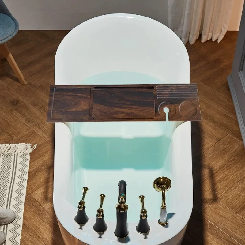 Walnut bathtub rack, bathtub bath, mobile phone holder, towel, aromatherapy, lotion storage, bath bucket folding