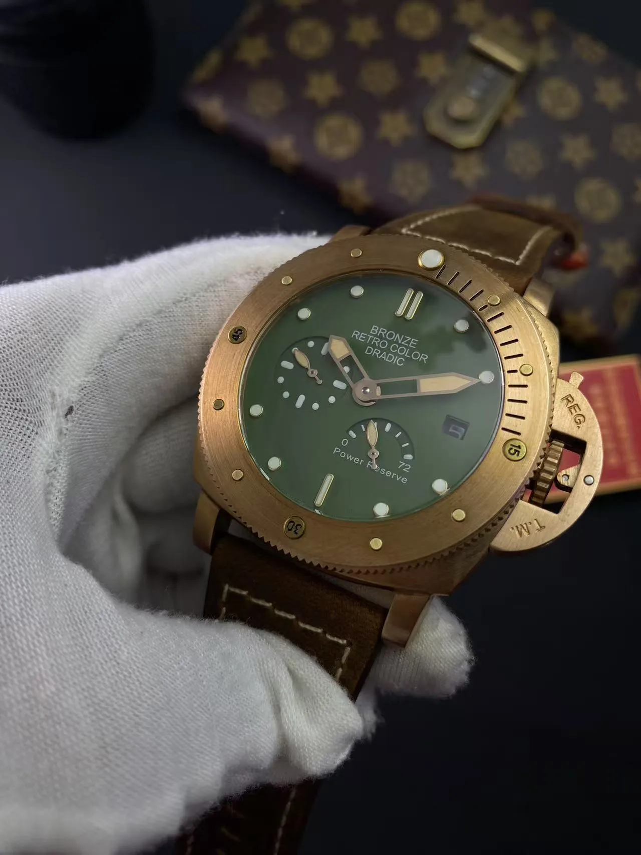 ساعة رجالية ميكانيكية أوتوماتيكية للغوص بإضاءة ليلية برونزية من القصدير مقاس 47 ملم، مقاس كبير، رياضية وترفيهية مفضلة