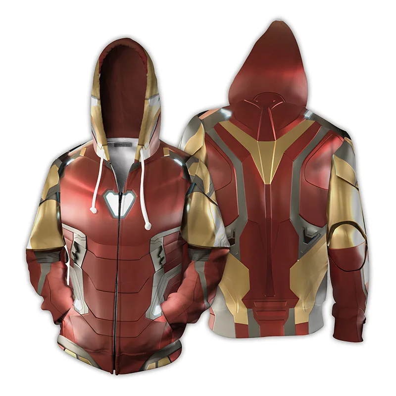 Superhero Iron Man Cosplay Hoodie 3D Printed Sports Wear Iron Man Jacket Iron Man Polyester Thin Party Costume for Unisex