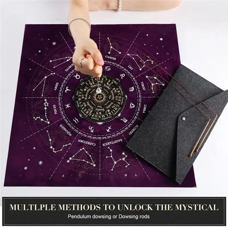 Copper Dowsing Rods - 2PCS Divining Rods+Dowsing Pendulum + Divination Mat- Divining Water, Treasure, Buried Items Etc-[33A Tvda