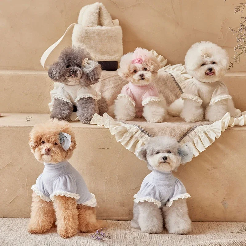 Fashion Lace Base Coat Dog Skirt Teddy Small Dog Princess Wind Clothes Cat Clothing New Dog Clothes for Small Dogs Chihuahua