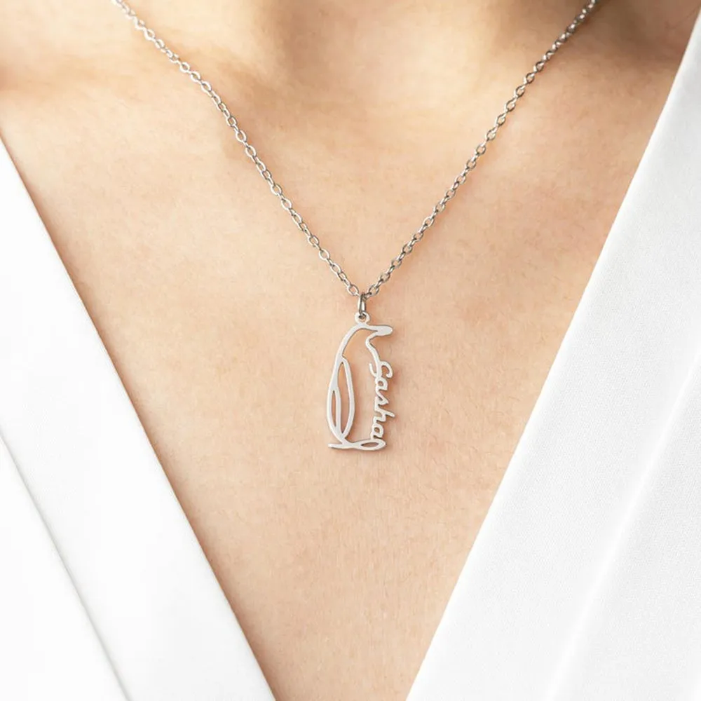 

Custom Penguin Charm Necklace Personalized Cute Animal Jewelry Trendy Birthday Gift Customized Items