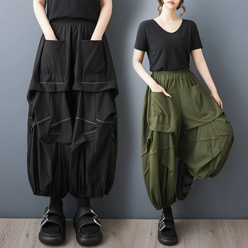 2026 Summer New Style Waseda Wind Loose Wide Leg Pants Tuck in Line Design Casual All Match Slimming Irregular Harem Pants