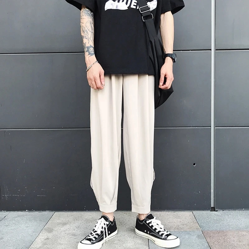 Men's Haren Pants Spring And Autumn New Dynamic Urban Youth Fashion Popular Casual Loose Large Size Nine Minute Pants