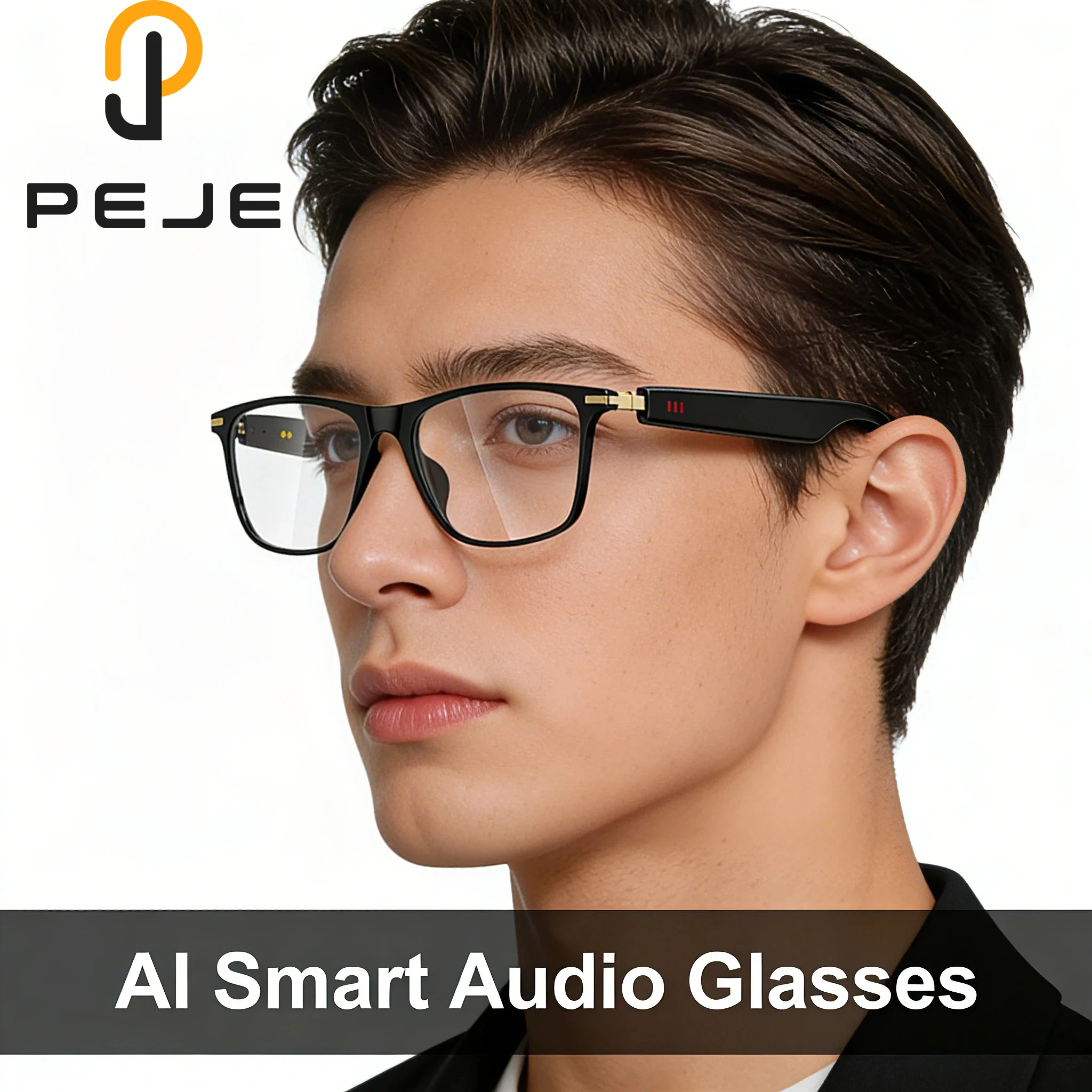 PEJE AI Real-time Translation Smart Glasses Wireless Bluetooth Call & Voice Assistant Touch Control Glasses with Mic Speaker Ear